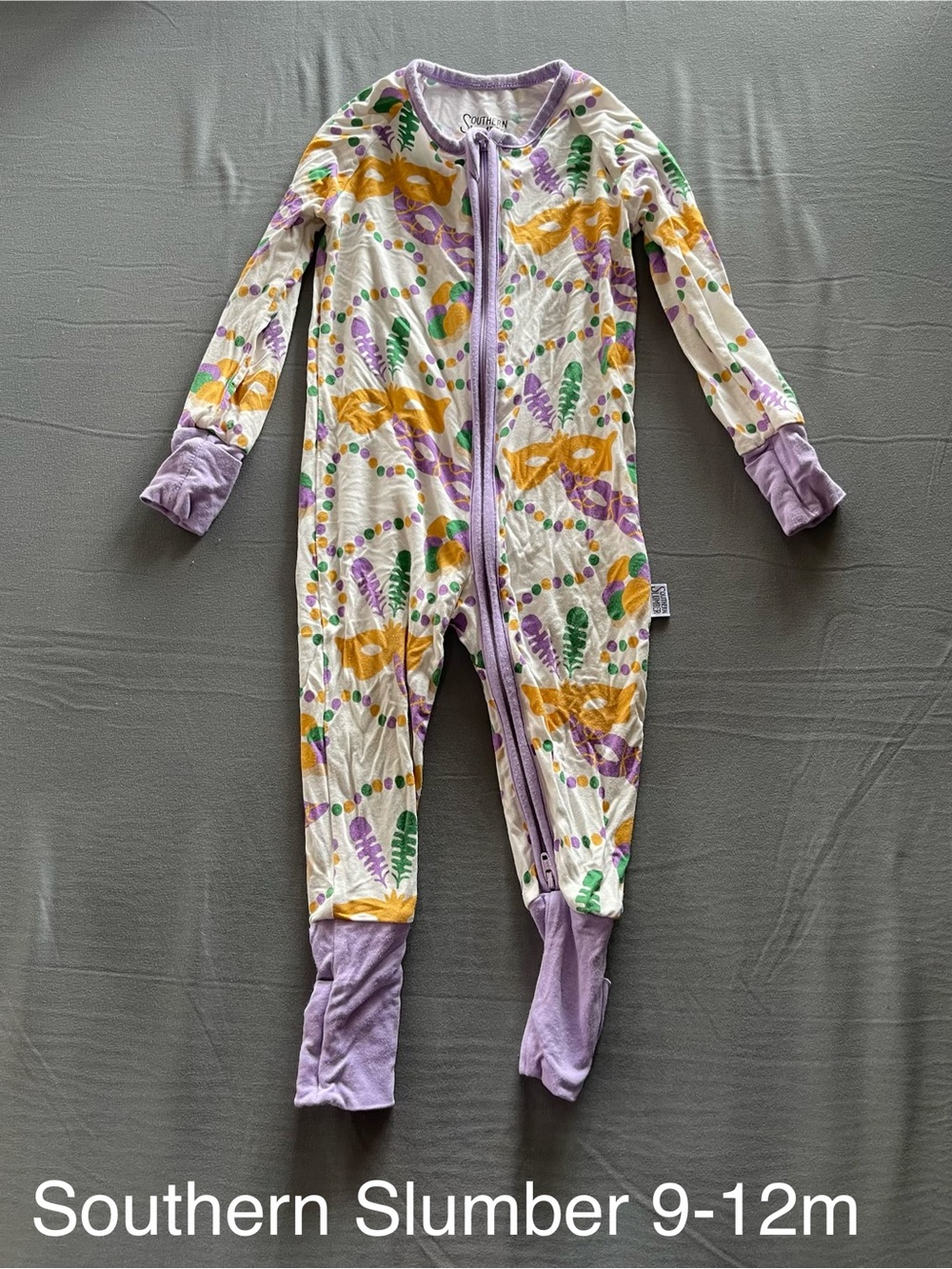 Lavender Feather Zip Footie for Kids